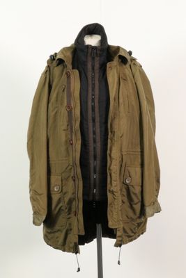 KENZO - Parka homme en nylon kaki, fermeture zippée, deux po…