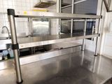 a stainless steel counter in a commercial kitchen
