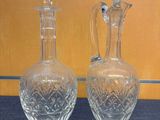 pair of antique cut glass decanters