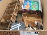 a cardboard box full of assorted items in a store