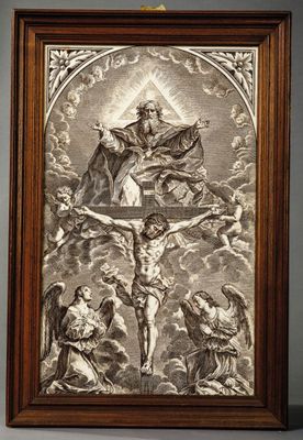 une image représentant un tableau encadré de Jésus sur la croix