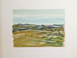 an image of a painting of a landscape in a white frame
