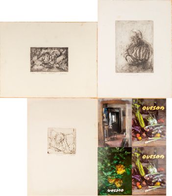 four drawings of various types of fruit and vegetables in a book