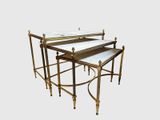 two tables with marble top and brass legs