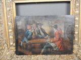 a picture of a painting of a group of people playing cards