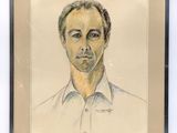 painting of a man in a white shirt in a silver frame