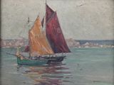une peinture d'un voilier dans l'eau