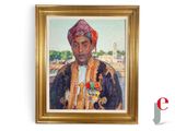 portrait d'un homme portant un turban, dans un cadre doré