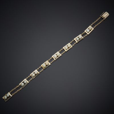 Bracelet en or gris 750 millièmes, à maillons rectangulaires ajourés,  - Photo 1