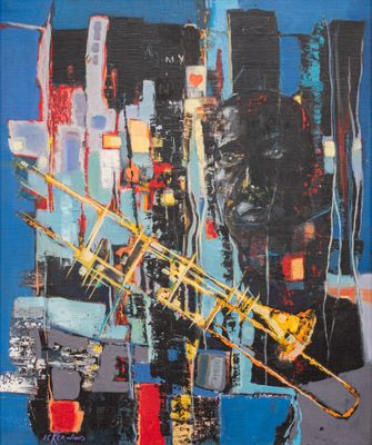 Jean-Claude KERWAND (XXe) - "Jazz", huile sur toile signée e…