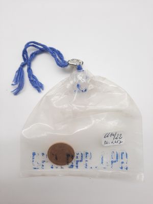 un gros plan sur un sac contenant une pièce de monnaie