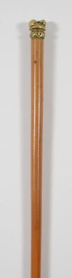 Canne décorative à fût en jonc de Malacca, le pommeau en bronze figura - Photo 1