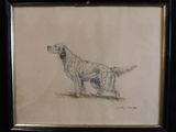 dessin d'un chien dans un cadre sur fond noir
