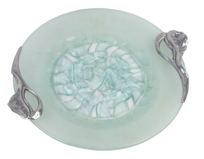 Grand plat contemporain de style art Déco en verre et métal …