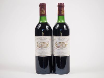 deux bouteilles de vin rouge posées l'une à côté de l'autre sur une surface blanche