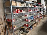 many shelves with boxes on them in a warehouse