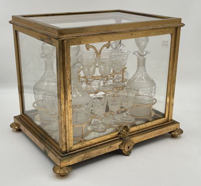 an image of a glass box with a lot of glass items inside of it