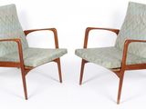 paire de fauteuils de salon danois du milieu du siècle, avec assises rembourrées