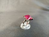 sterling silver ring with pink tourmaline and clear quartz