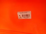 an orange box with a barcode on it
