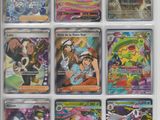 Il y a beaucoup de cartes Pokémon différentes sur cette photo.