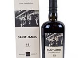 the bottle of saint james is next to a box of wine