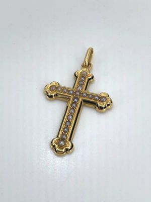 Pendentif en or jaune 750 °/°°° (18K) à motif de croix serti… - Photo 1