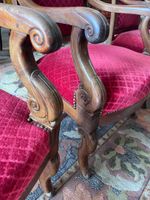 Paire de fauteuils acajou pieds avant grenouille velours rou… (photo 2)