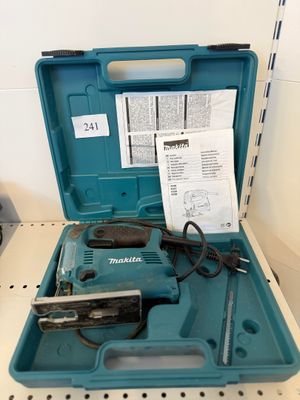 a blue tool in a blue case on a shelf
