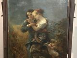 peinture d'une femme tenant un enfant dans ses bras