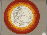 une image représentant le dessin d'un homme assis sur une table