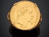 une pièce d'or représentant le profil d'un homme
