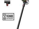 a close up of a cordless vacuum cleaner with a stick