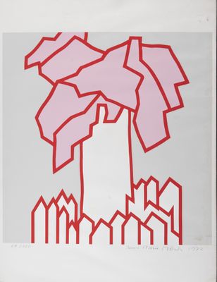 an image of a pink and red painting on a white background