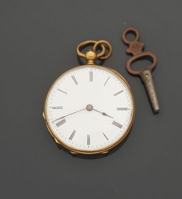 Montre de col en or jaune 18K 750 millièmes à mouvement méca…