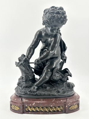 Henry DASSON (1825-1896). L'enfant au canard.