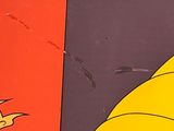 cartoon characters painted on the side of a wall in a room