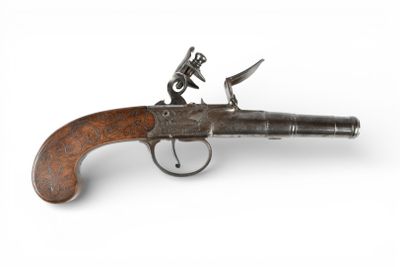 Pistolet à coffre, à silex, à balle forcée.