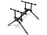 two black tripod stands on a white background with a white background