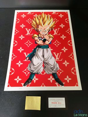 a picture of a picture of gohan on a red background