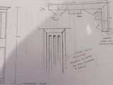 drawing of a drawing of a room with a door and a window