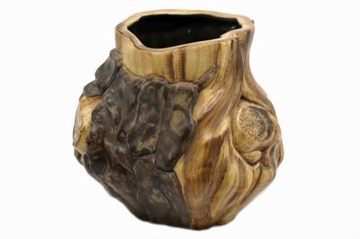 CÉRART MONACO Original vase en faïence émaillée polychrome s…