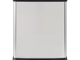 a black and white trash can on a white background