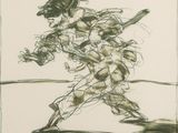 une image représentant le dessin d'une femme tenant une batte de baseball