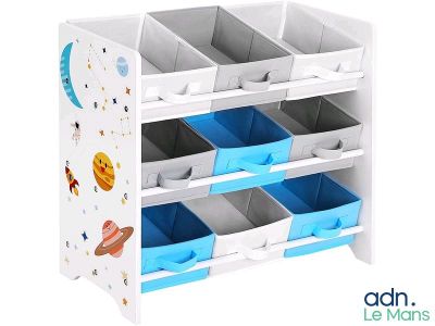 une photo d'un meuble de rangement pour jouets équipé de bacs