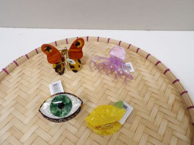 a small tray with various items on it on a table