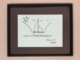 a picture of a drawing of a sailboat on the water