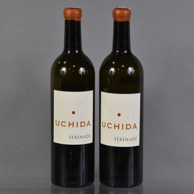 deux bouteilles de vin posées sur une table l'une à côté de l'autre
