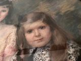 a painting of two young girls with long hair