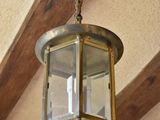 a light that is hanging from the ceiling in the room